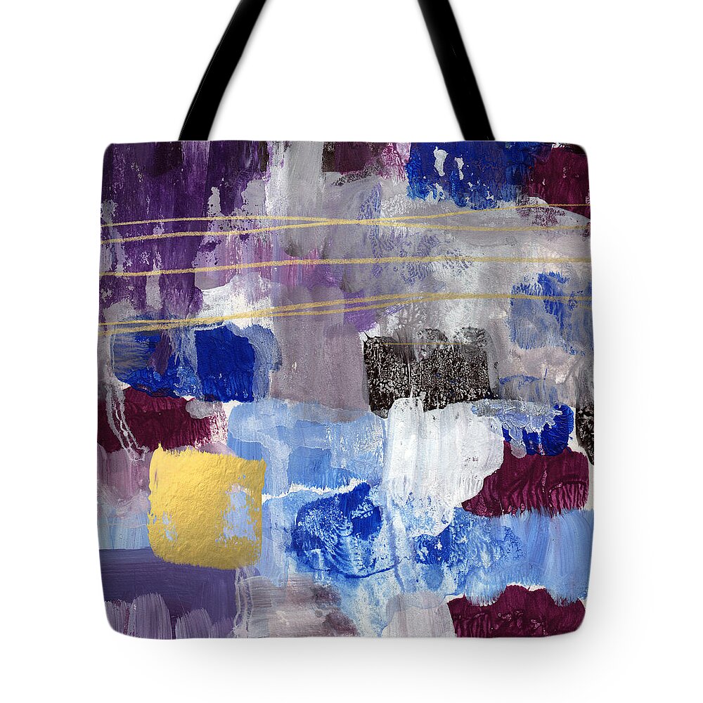 Contemporary Abstract Tote Bag featuring the painting Elemental- Abstract Expressionist Painting by Linda Woods