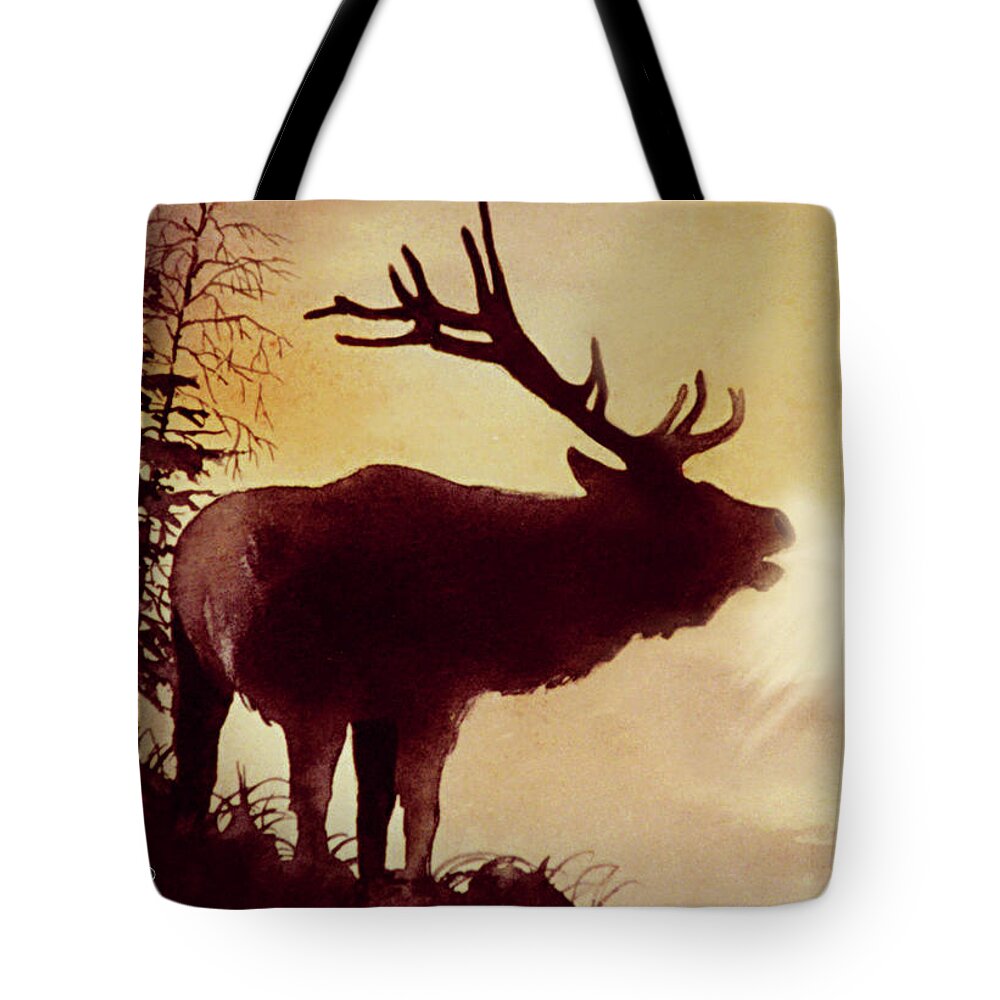 Elk Tote Bag featuring the painting Elk Bugle by Jill Westbrook