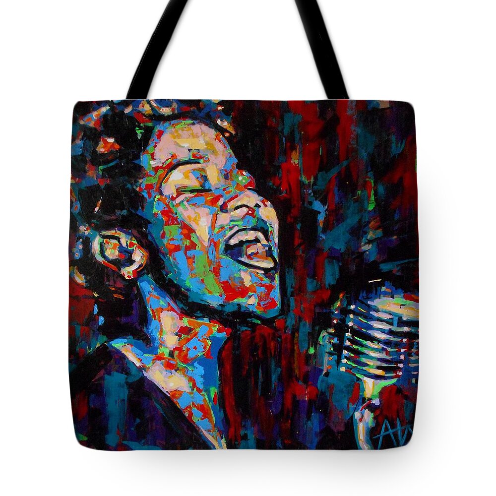 Art Tote Bag featuring the painting Ella Fitzgerald by Angie Wright