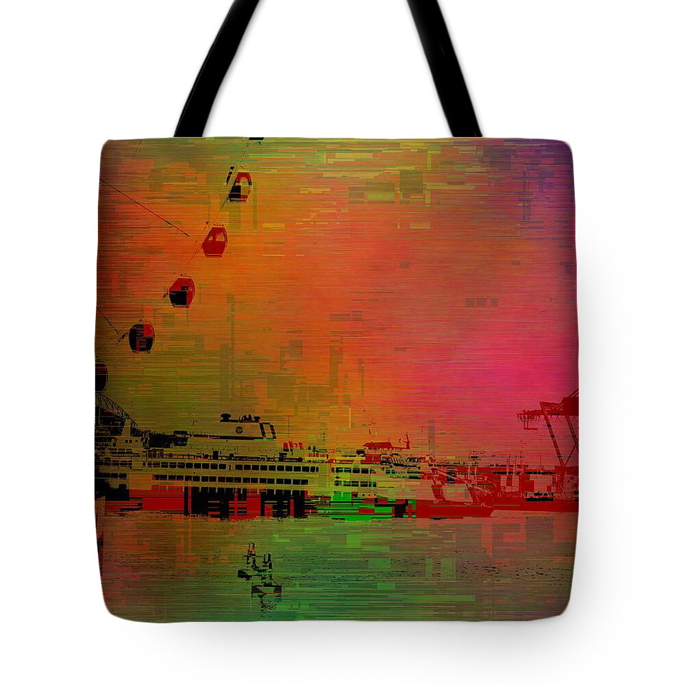 Abstract Tote Bag featuring the digital art Elliott Bay Cubed by Tim Allen