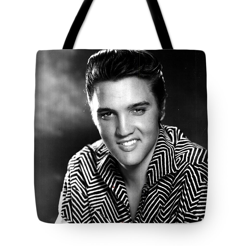 Elvis Tote Bag featuring the digital art Elvis Presley by Georgia Clare