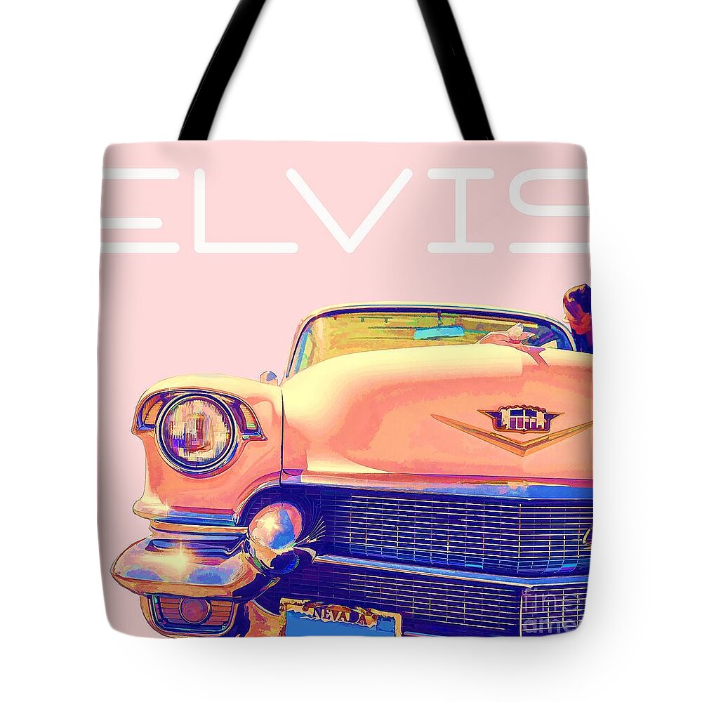 Elvis Tote Bag featuring the photograph Elvis Presley Pink Cadillac by Edward Fielding