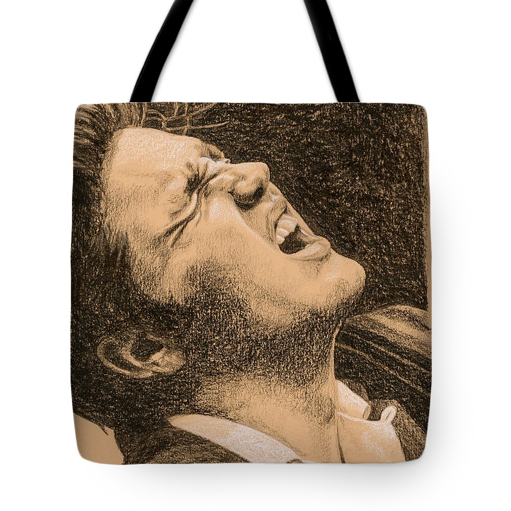 Elvis Tote Bag featuring the drawing Elvis Studio '56 by Rob De Vries