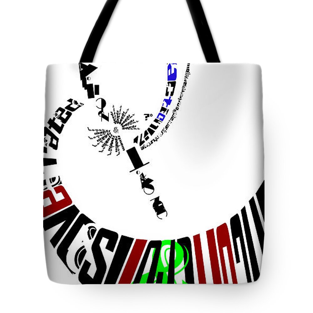 Elvis Tote Bag featuring the digital art Elvis with Words by Joseph A Langley
