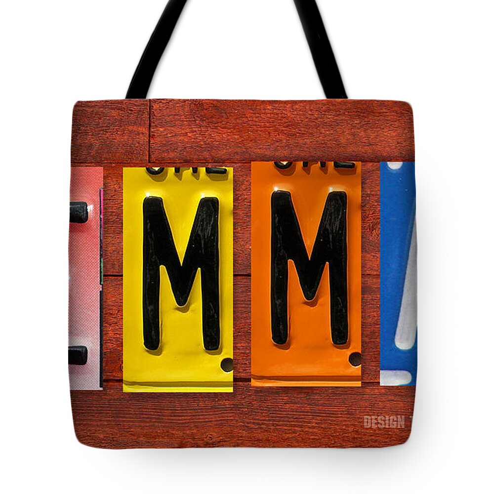 License Tote Bag featuring the mixed media EMMA License Plate Name Sign Fun Kid Room Decor by Design Turnpike