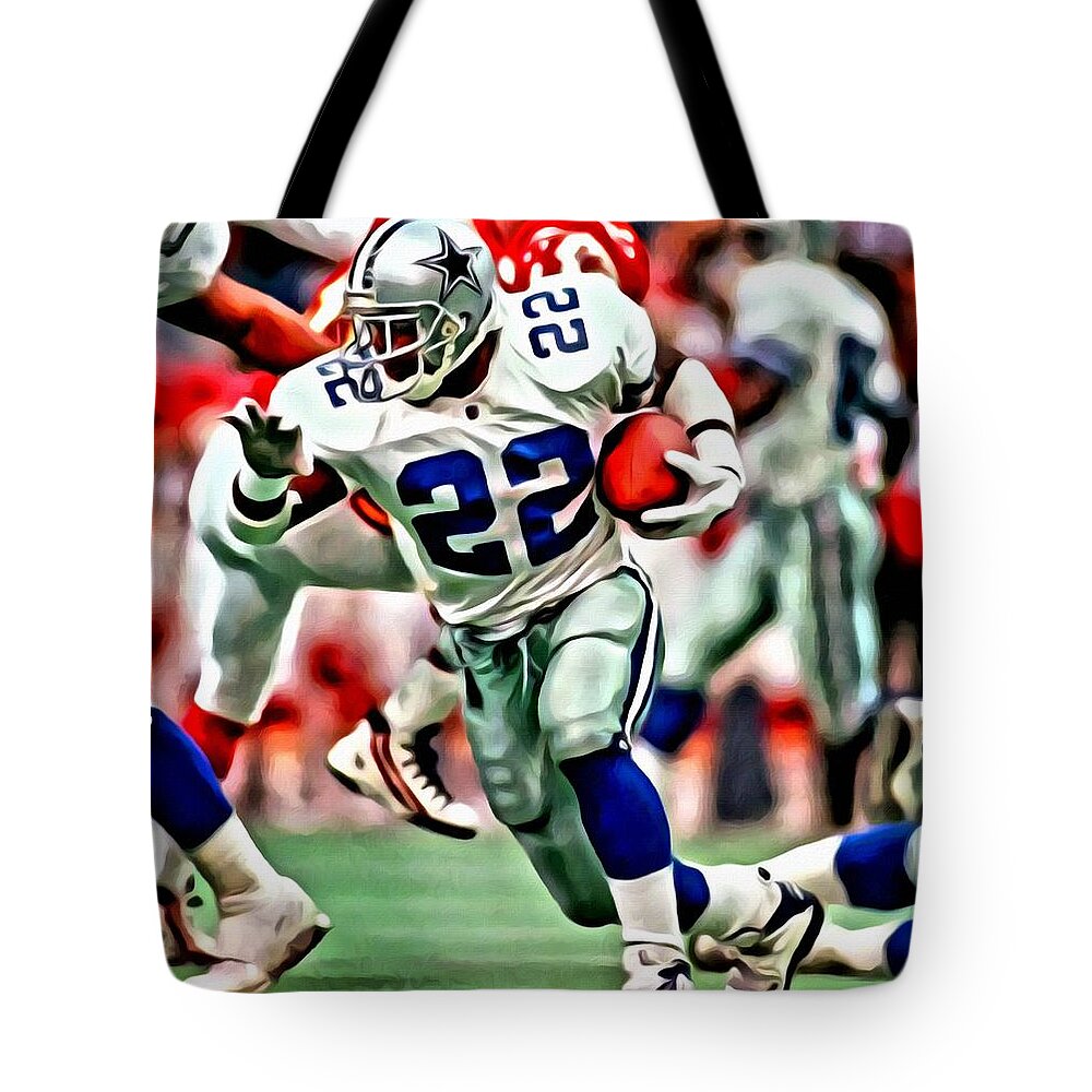Emmitt Smith Tote Bag featuring the painting Emmitt Smith by Florian Rodarte