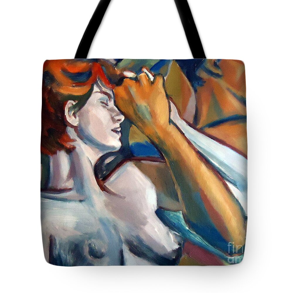 Nude Figures Tote Bag featuring the painting Empathy by Helena Wierzbicki