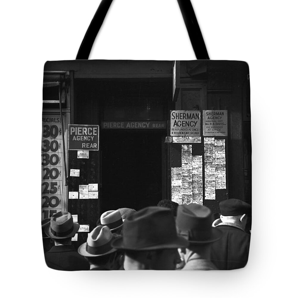 1937 Tote Bag featuring the photograph Employment Agency, 1937 by Granger