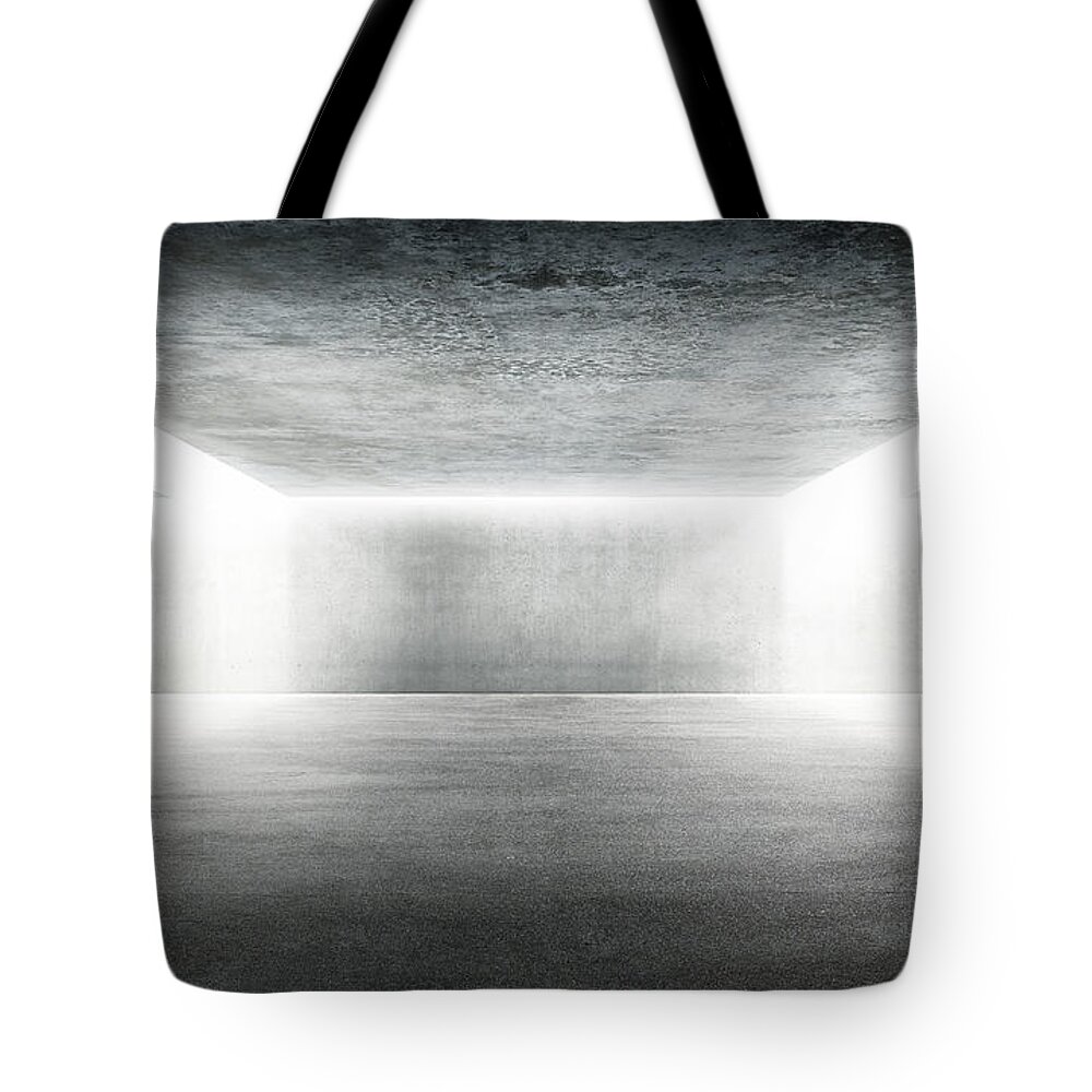 Tranquility Tote Bag featuring the digital art Empty Underground Parking Lot by Aaron Foster