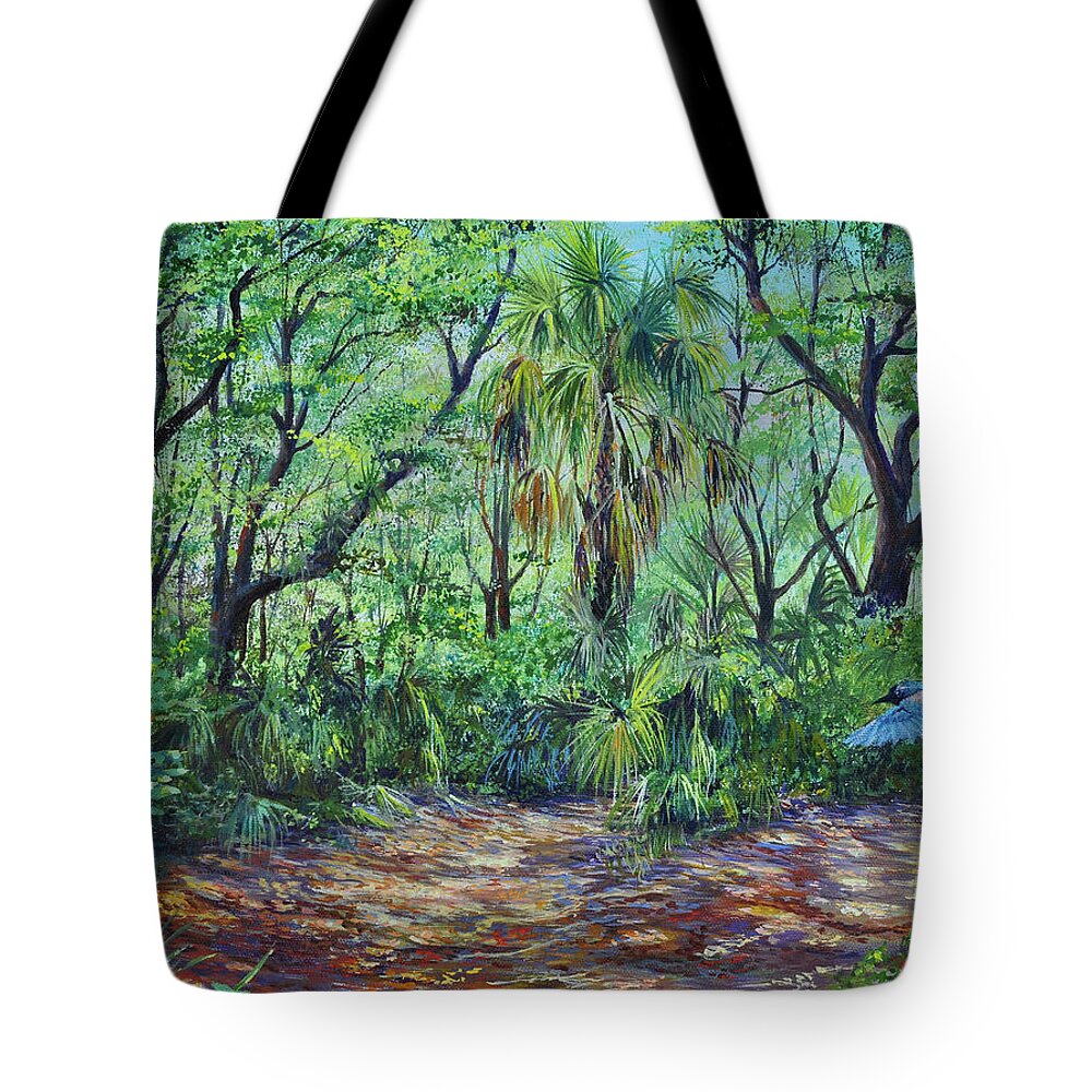 Landscape Tote Bag featuring the painting Enchanted Clearing by AnnaJo Vahle