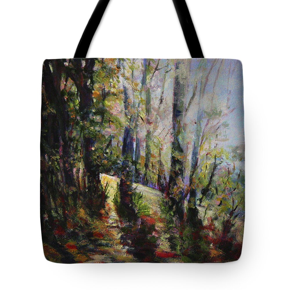 Oil Tote Bag featuring the painting Enchanted forest by Sher Nasser