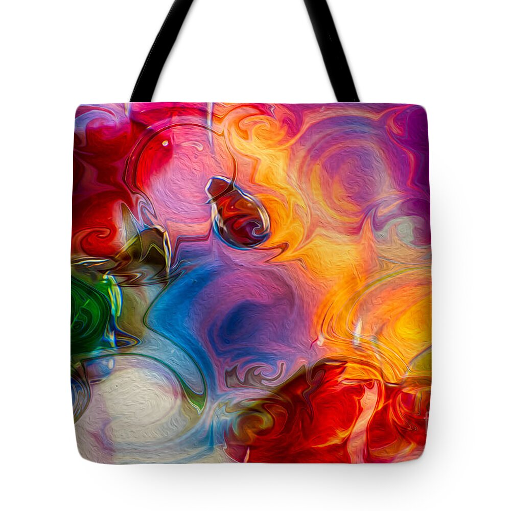 Enchanting Tote Bag featuring the painting Enchanting Flames by Omaste Witkowski