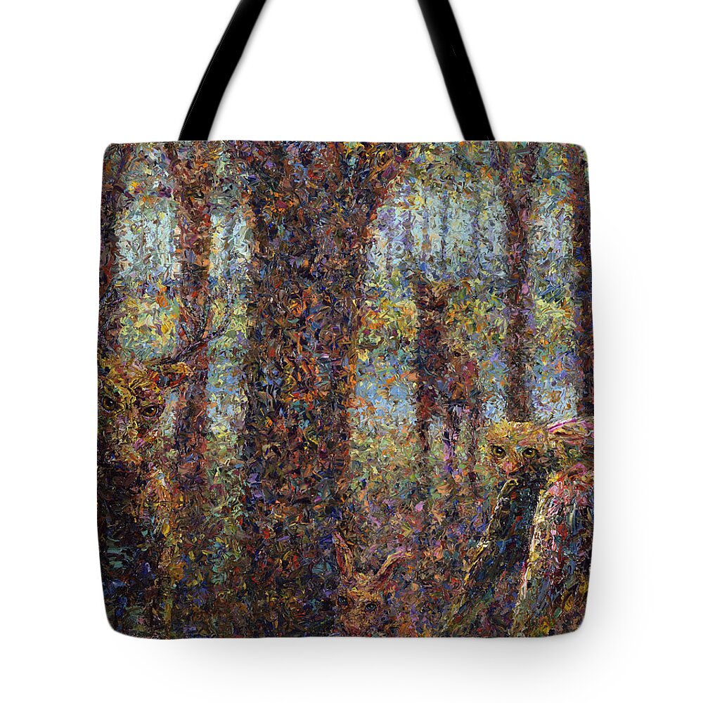 Animals Tote Bag featuring the painting Encounter by James W Johnson