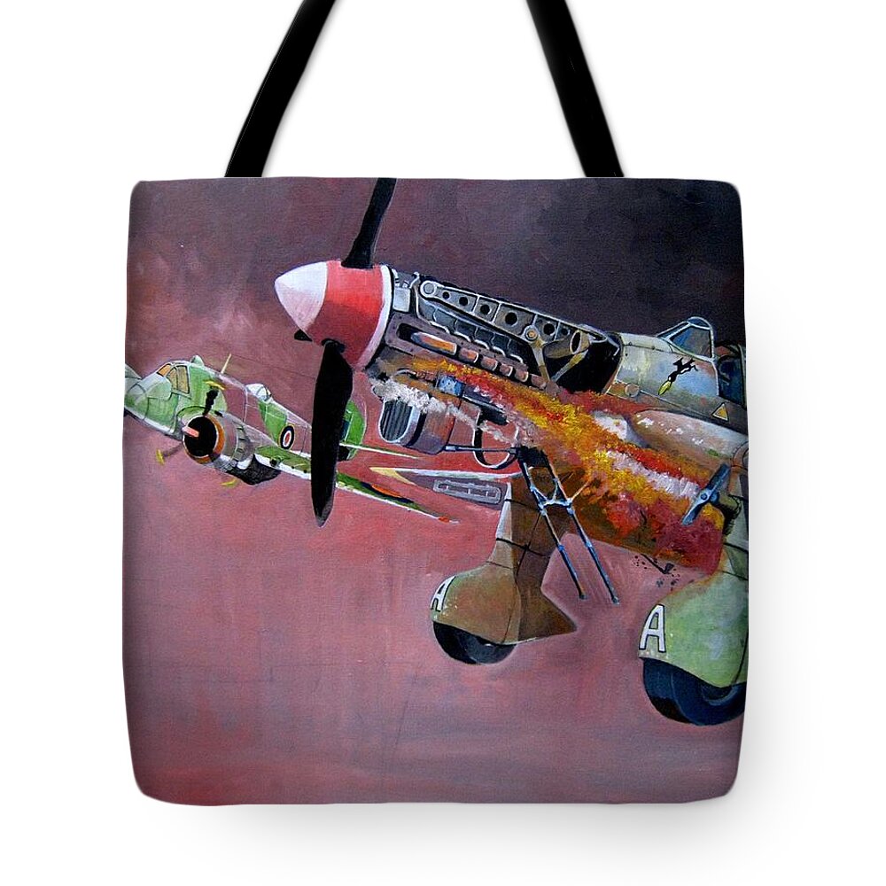 Stuka Tote Bag featuring the painting End of the line by Ray Agius