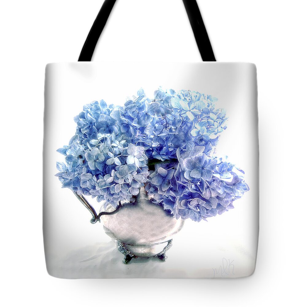 Hydrangea Tote Bag featuring the photograph Endless Summer Hydrangeas in a Silver Pitcher Still Life by Louise Kumpf