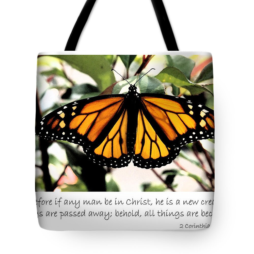 Butterfly Tote Bag featuring the photograph English New creature in Christ by Denise Beverly