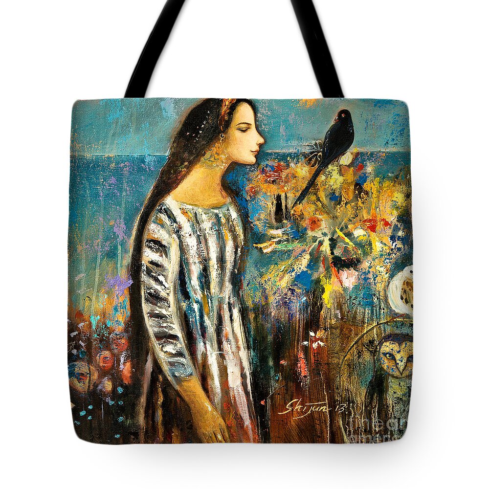 Shijun Tote Bag featuring the painting Enlightenment by Shijun Munns