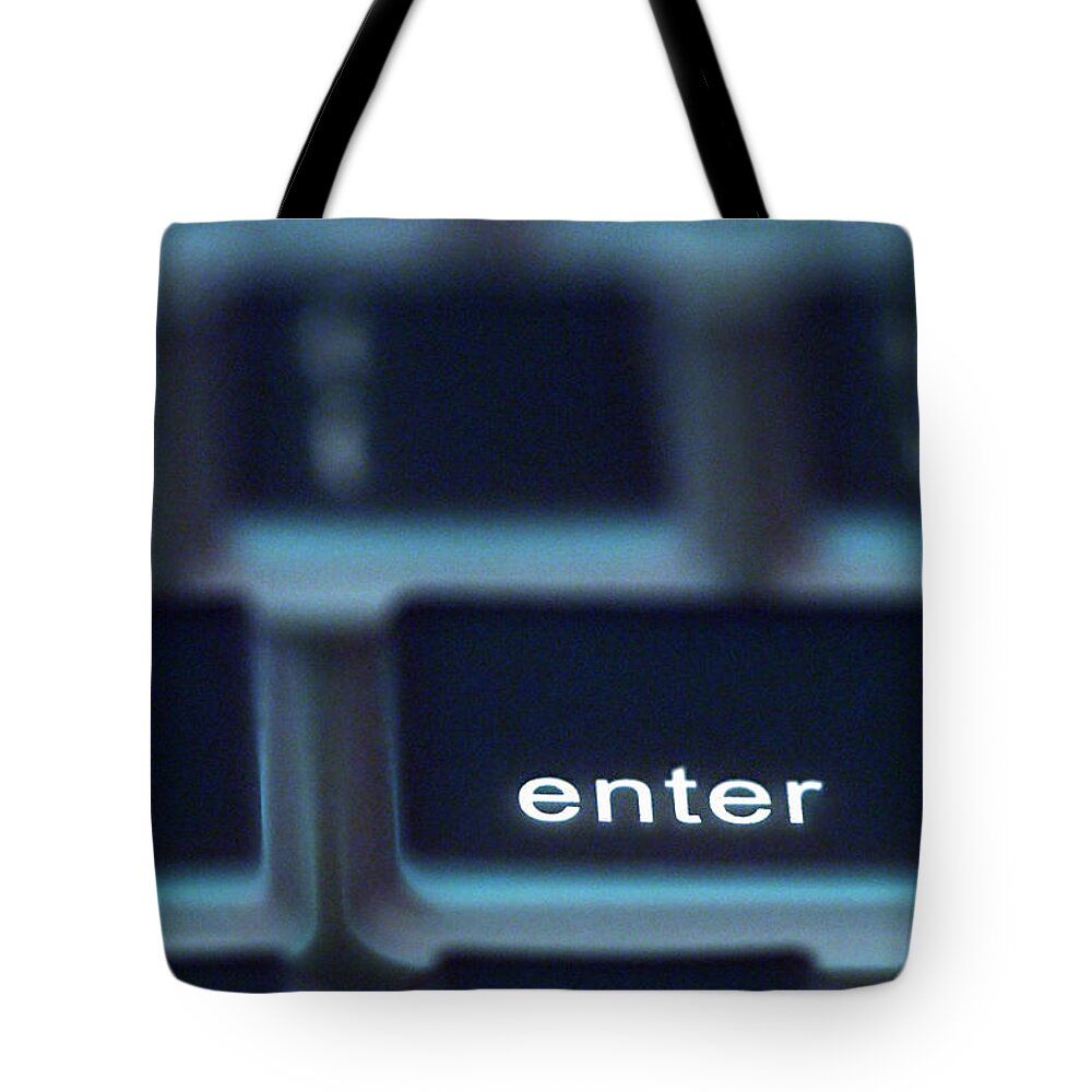 Keyboard Tote Bag featuring the photograph Enter by Trish Mistric