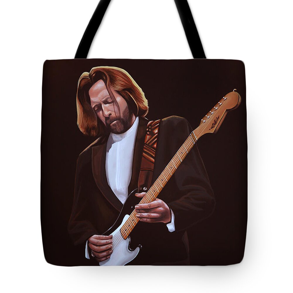 Eric Clapton Tote Bag featuring the painting Eric Clapton Painting by Paul Meijering