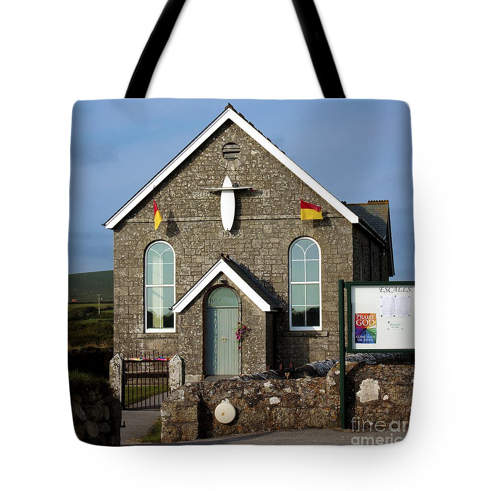 Escalls Chapel Tote Bag featuring the photograph Escalls Chapel Cornwall by Terri Waters