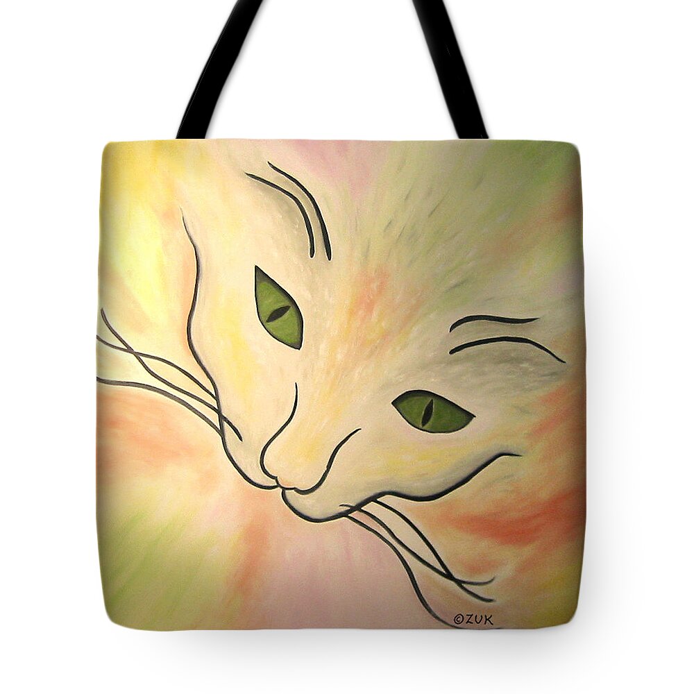 Karen Zuk Rosenblatt Tote Bag featuring the painting Essence of Cat by Karen Zuk Rosenblatt