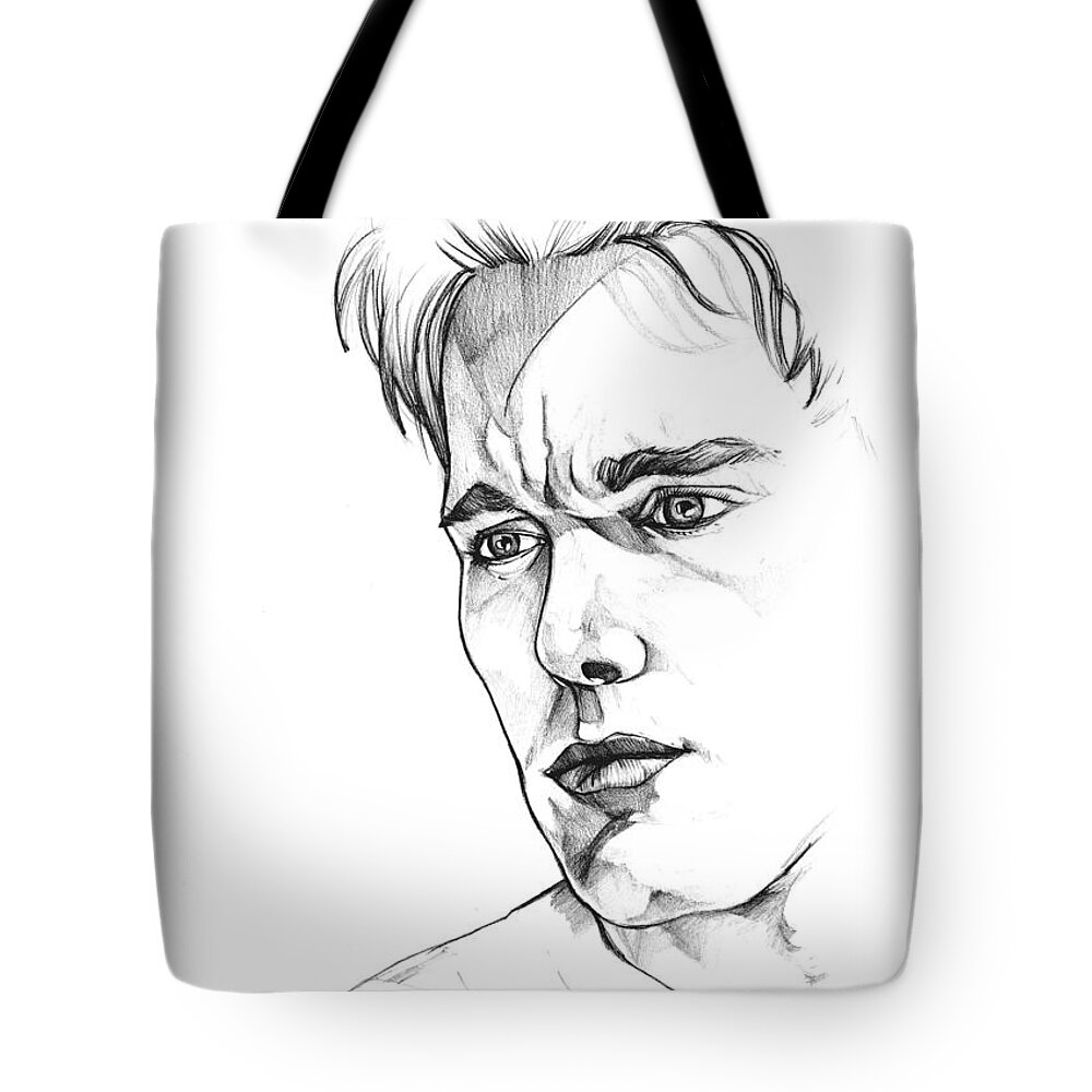Ethan Hawke Tote Bag featuring the drawing Ethan Hawke by John Ashton Golden
