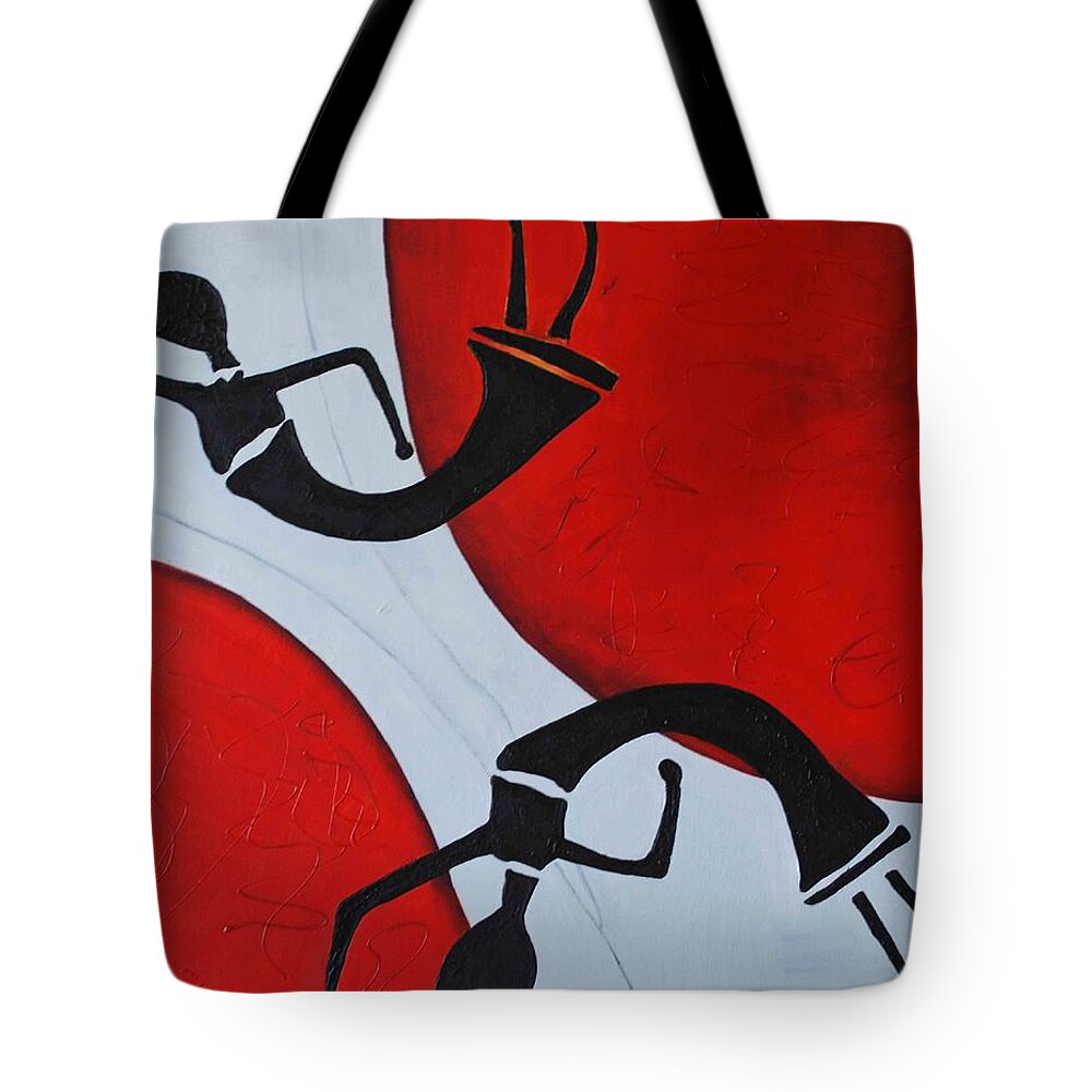 Red Tote Bag featuring the painting Euphoria by Sonali Kukreja