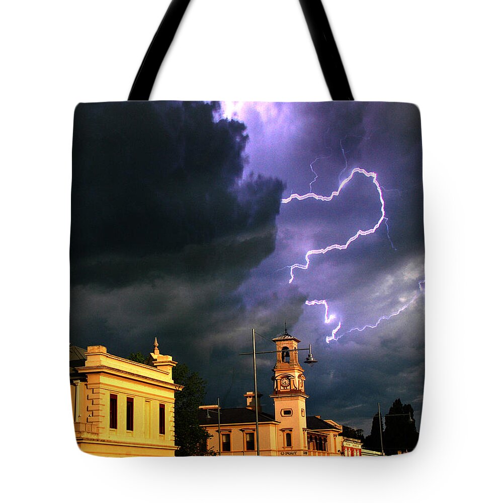 Lightning Tote Bag featuring the photograph Eureka Beechworth by Glen Johnson