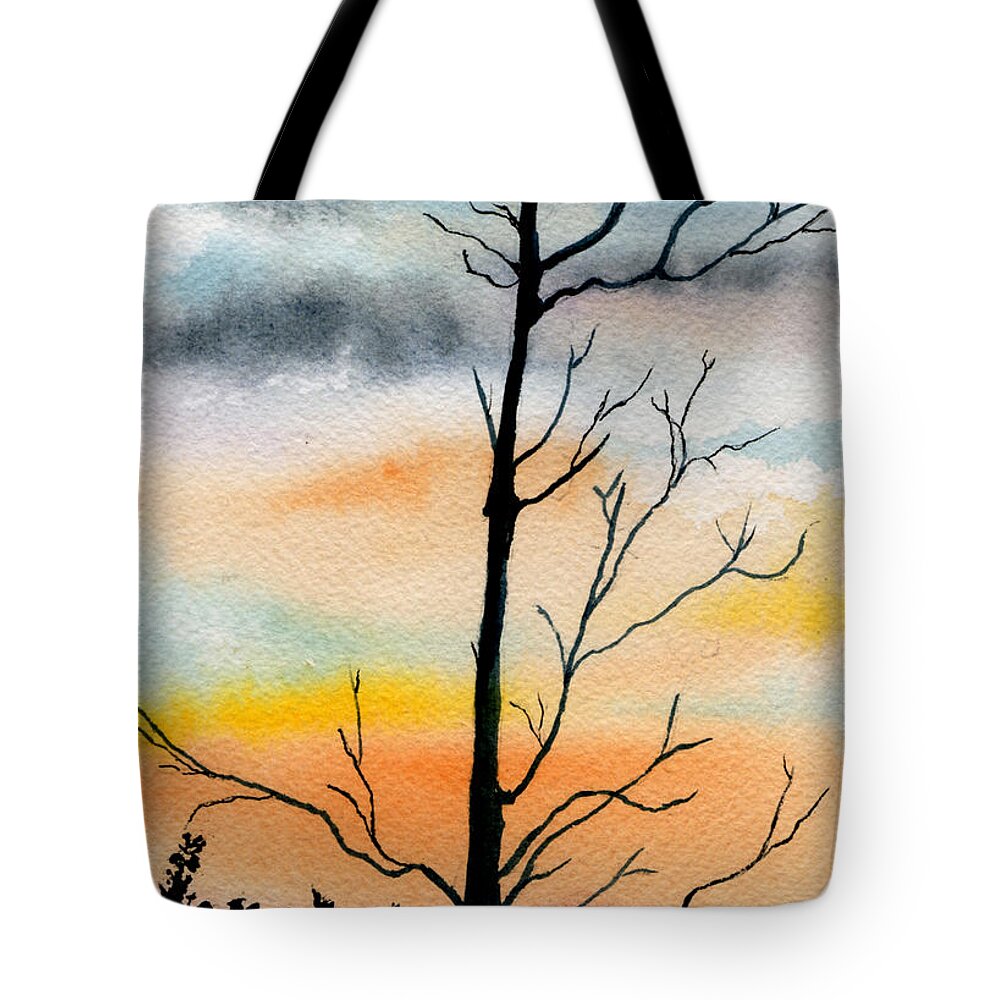 Watercolor Tote Bag featuring the painting Evening Comes by Brenda Owen