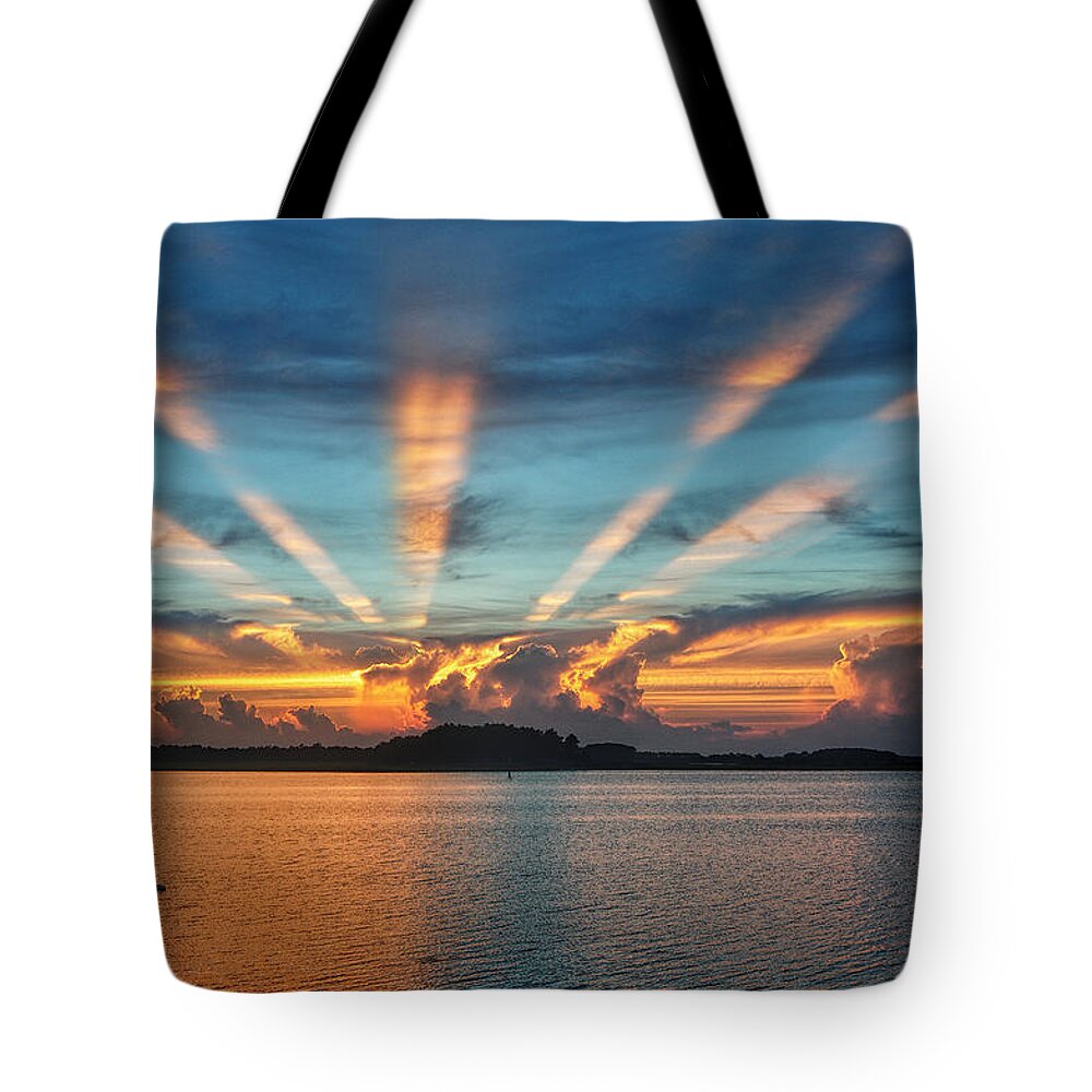 Sunset Tote Bag featuring the photograph Evening Fire 2 by Kim Bemis