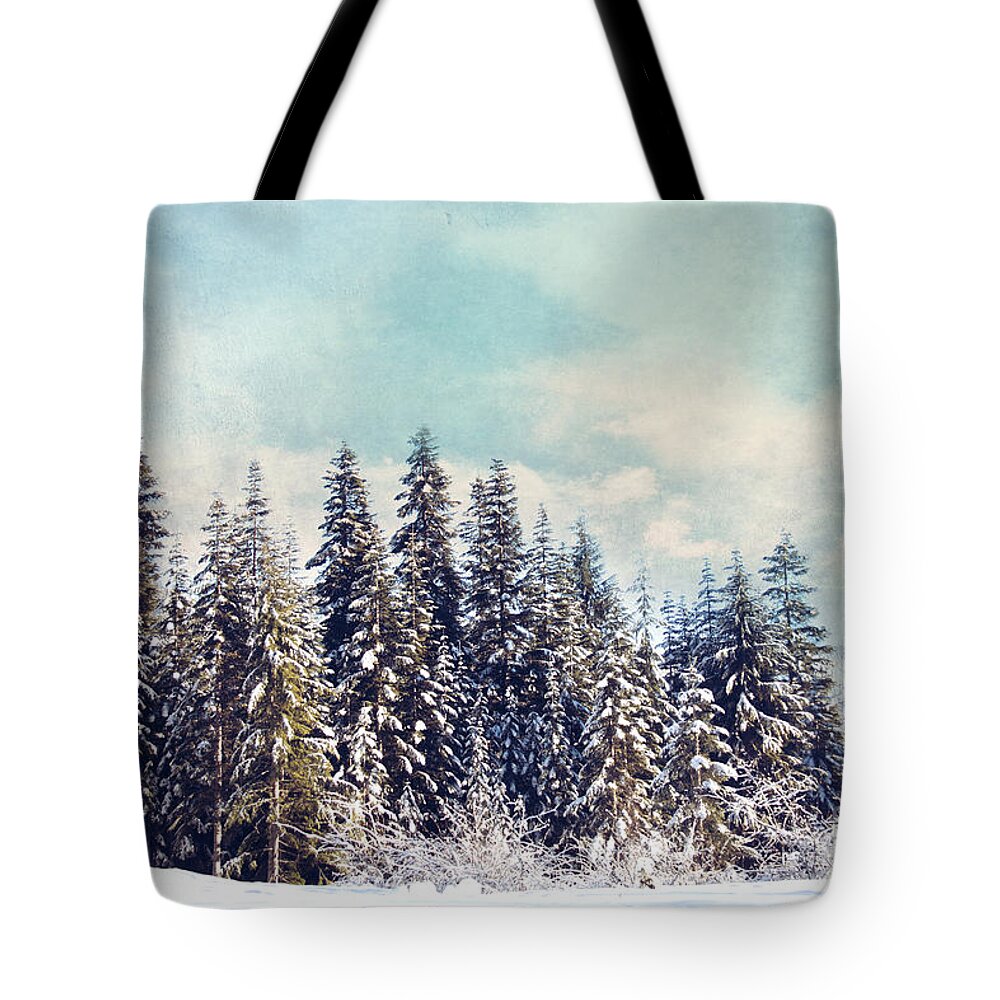Landscape Tote Bag featuring the photograph Evergreens by Sylvia Cook