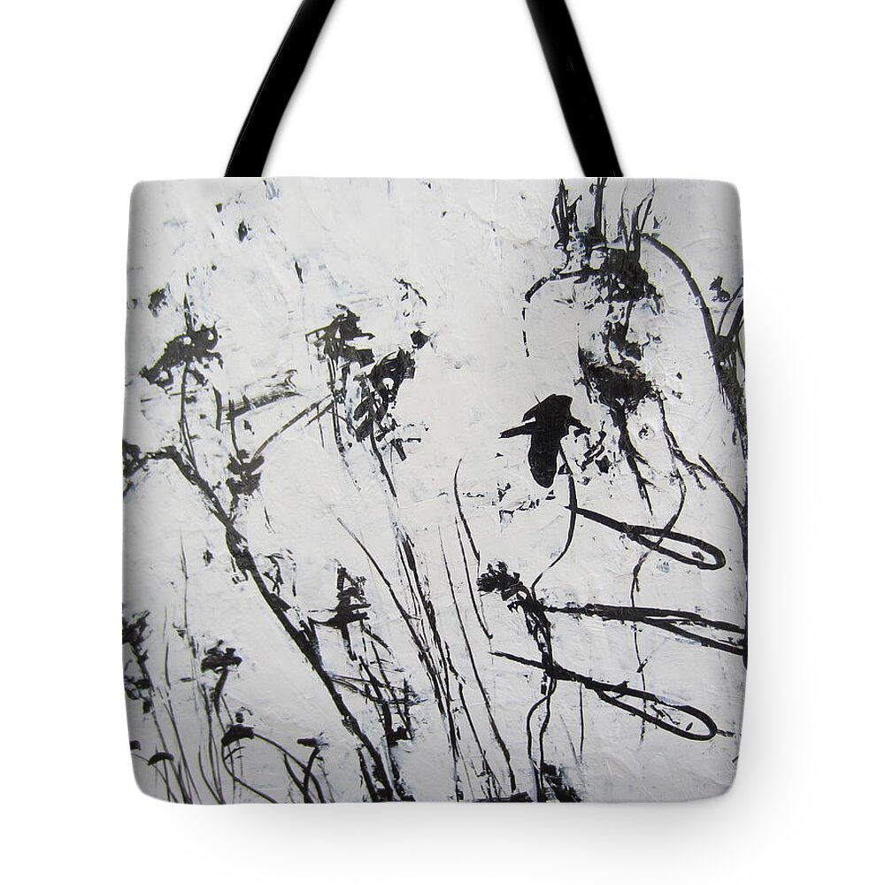 Black And White Tote Bag featuring the painting Excerpt 1 from Black and White 3 by Francine Ethier