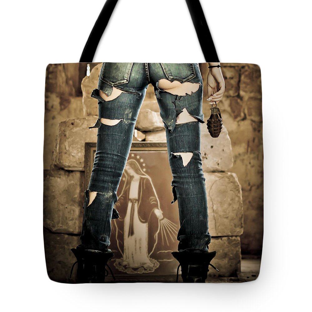 Girl Power Tote Bag featuring the photograph explosive Girl Power by Guy Viner