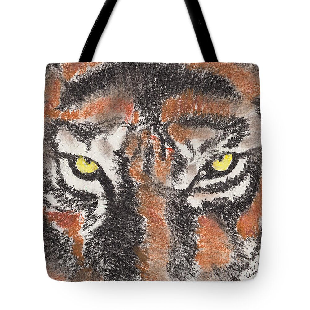 Tiger Tote Bag featuring the pastel Eye of the Tiger by David Jackson