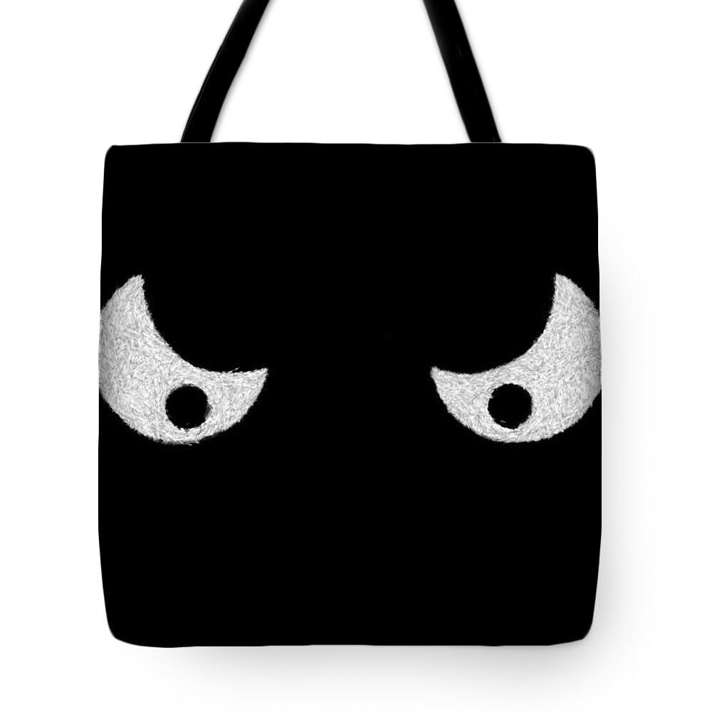 Funny Tote Bag featuring the digital art Eyes - In the dark by Mike Savad