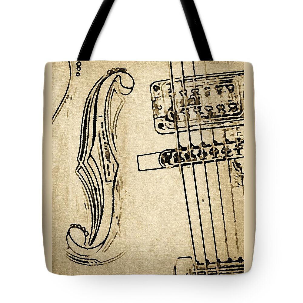 Music Tote Bag featuring the photograph F Hole Line Drawing by Chris Berry