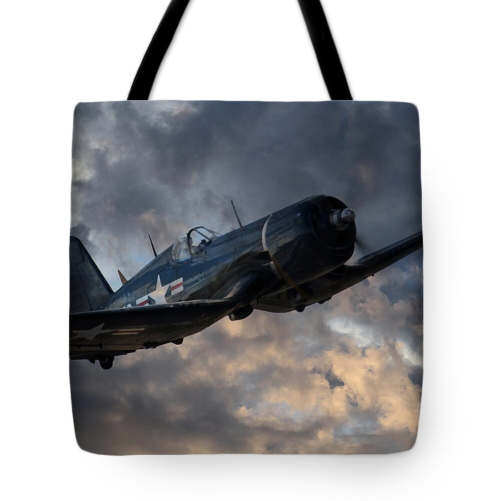 F-4u Tote Bag featuring the digital art F4 Corsair Tribute by Airpower Art