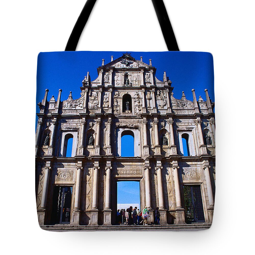 Macao Tote Bag featuring the photograph Facade Of Ruins Of Sao Paulo by Richard I'anson