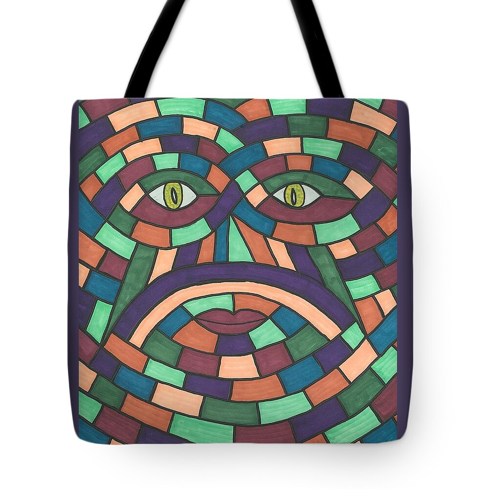 Face Tote Bag featuring the painting Face in the Maze by Susie Weber