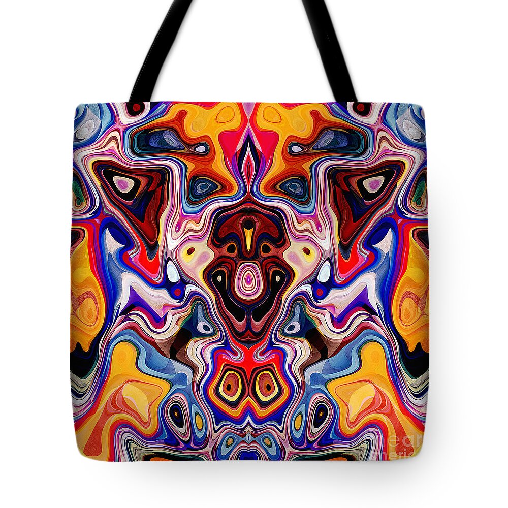 Faces Tote Bag featuring the digital art Faces In Abstract Shapes 1 by Phil Perkins