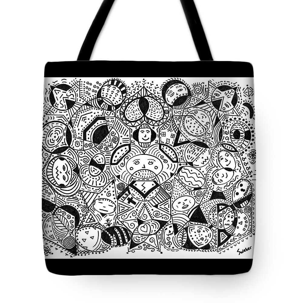 Face Tote Bag featuring the painting Faces in the Crowd by Susie Weber
