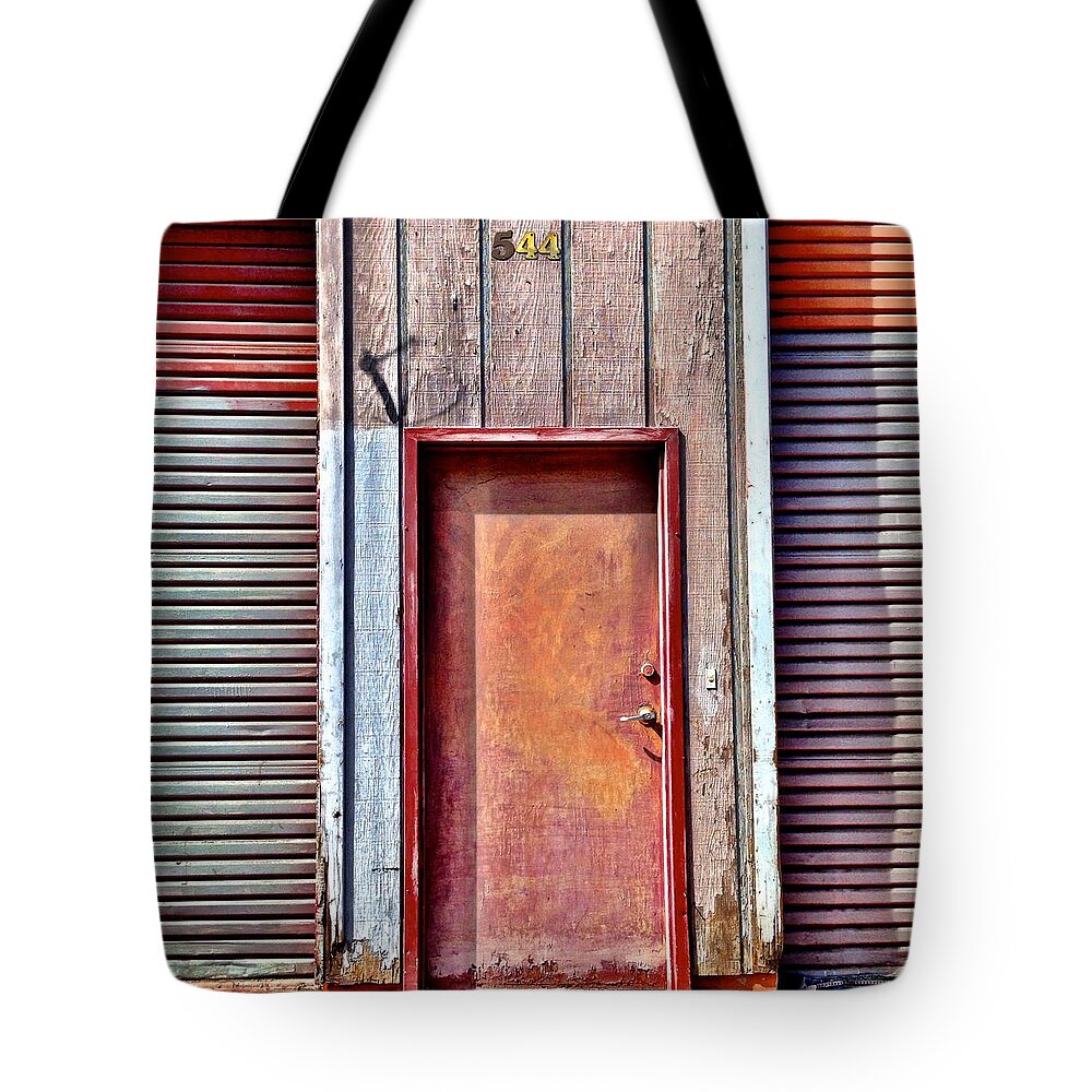 #door #reddoor #urban  Tote Bag featuring the photograph Faded Door by Julie Gebhardt