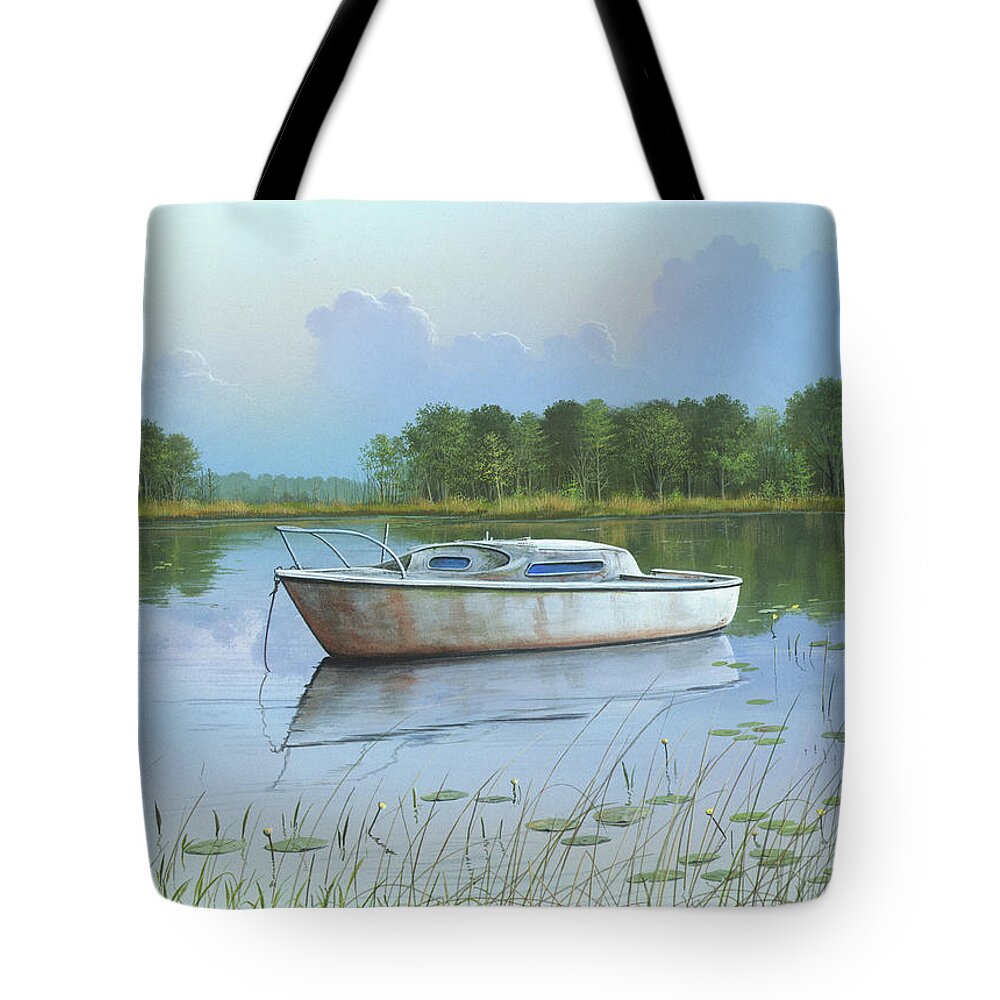 Boat Tote Bag featuring the painting Fading Memories by Mike Brown