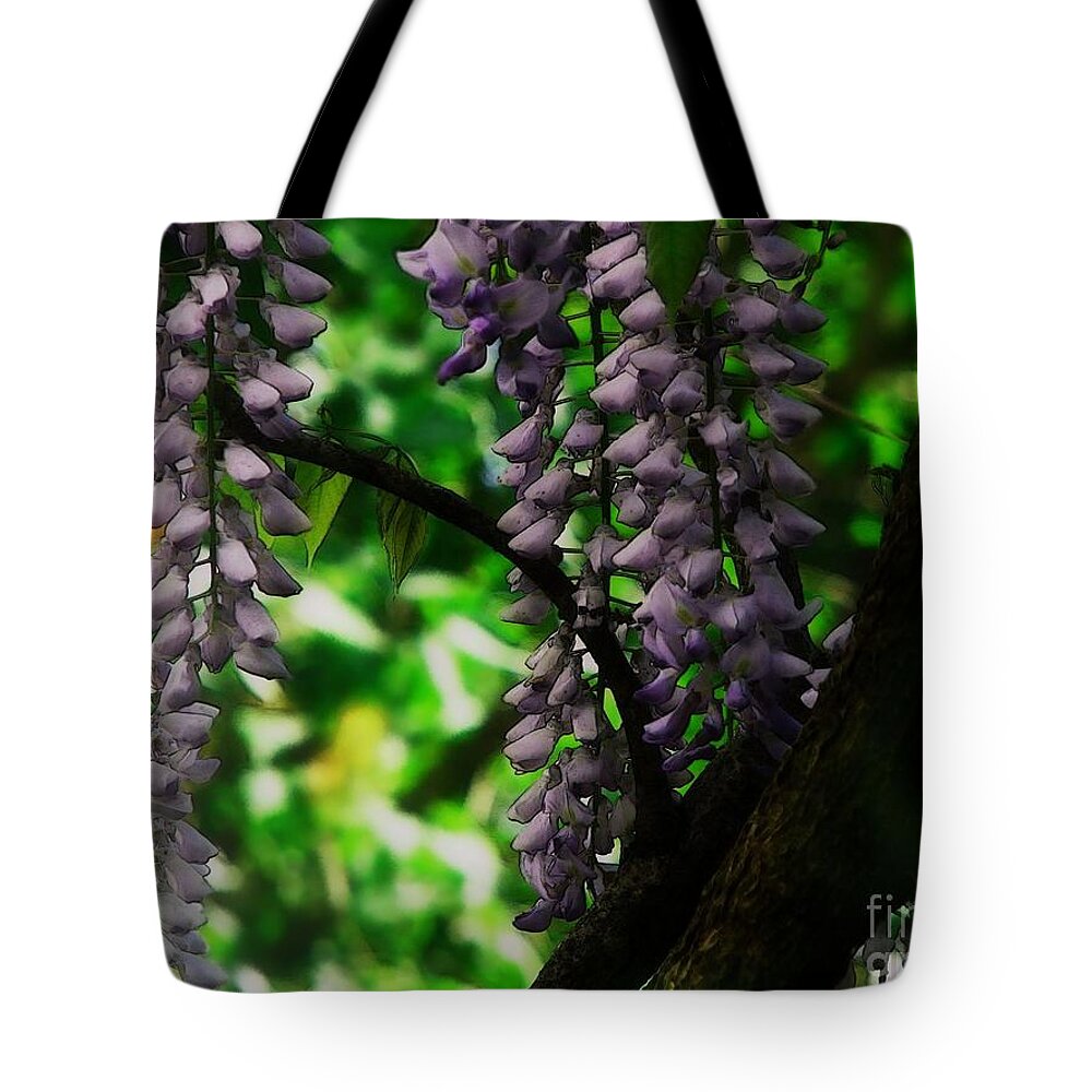 Wisteria Tote Bag featuring the photograph Faerie Wisteria by Roxy Riou