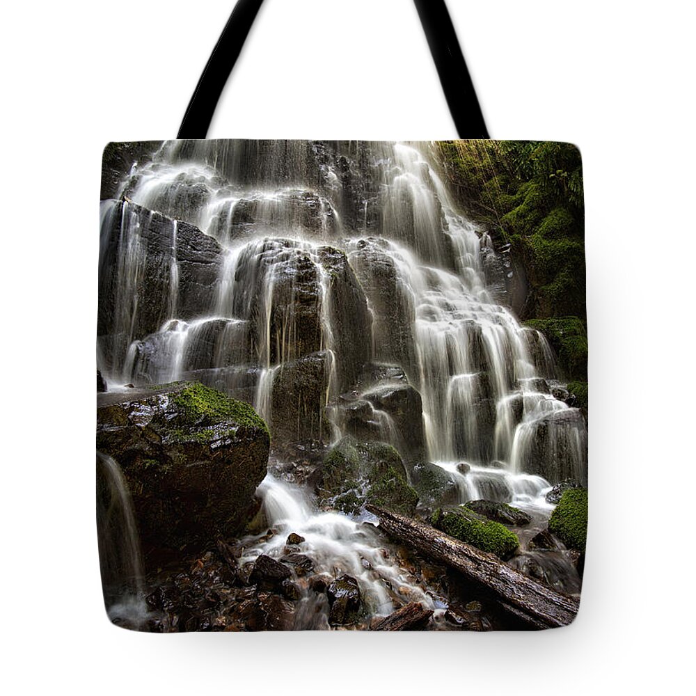 Fairy Falls Tote Bag featuring the photograph Fairy Falls Oregon by Mary Jo Allen