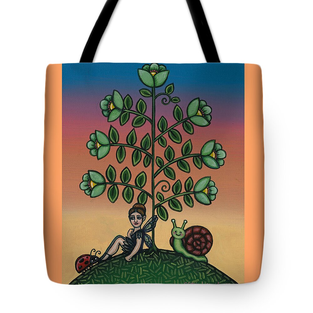 Fairy Tote Bag featuring the painting Fairy Series Tina by Victoria De Almeida