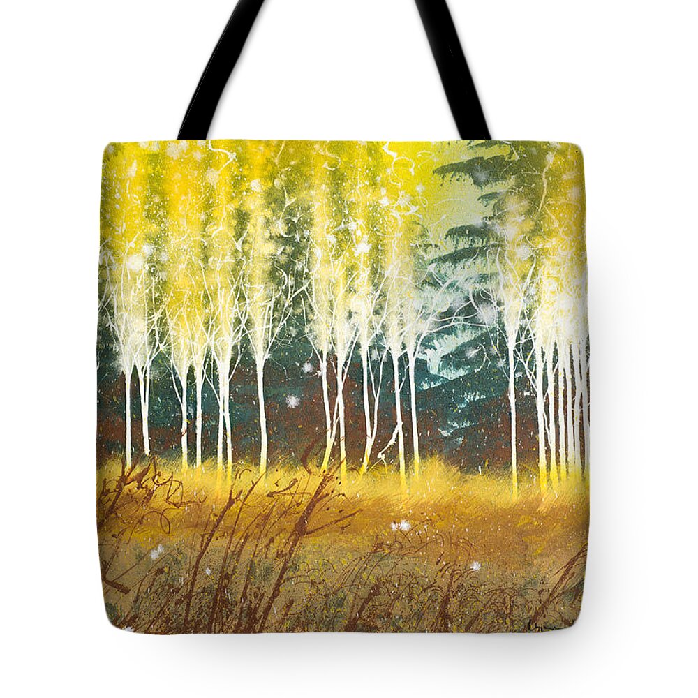 Symbolic Tote Bag featuring the painting Fairy Trees by Lynn Hansen