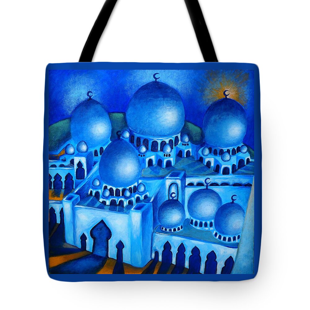 Masjid Tote Bag featuring the painting Fajr Prayer by Corey Habbas