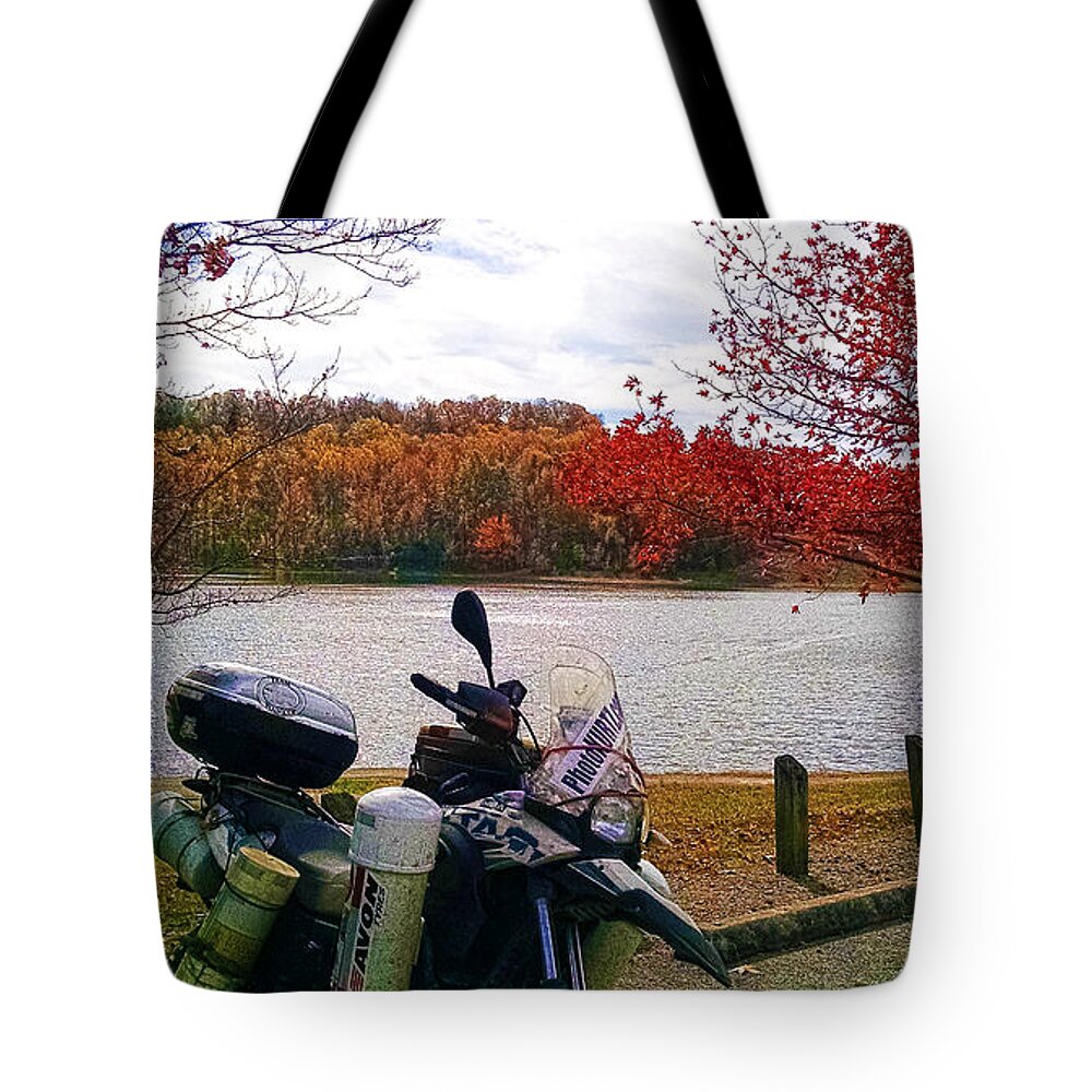 Bmw Motorcycle Tote Bag featuring the photograph Fall at Fern Clyffe by Jeff Kurtz
