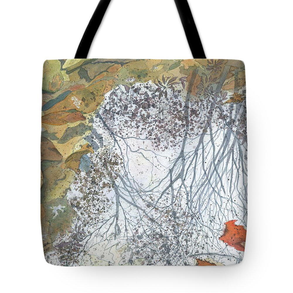 Taking The Road Less Traveled Tote Bag featuring the painting Fall Reflections by Joel Deutsch